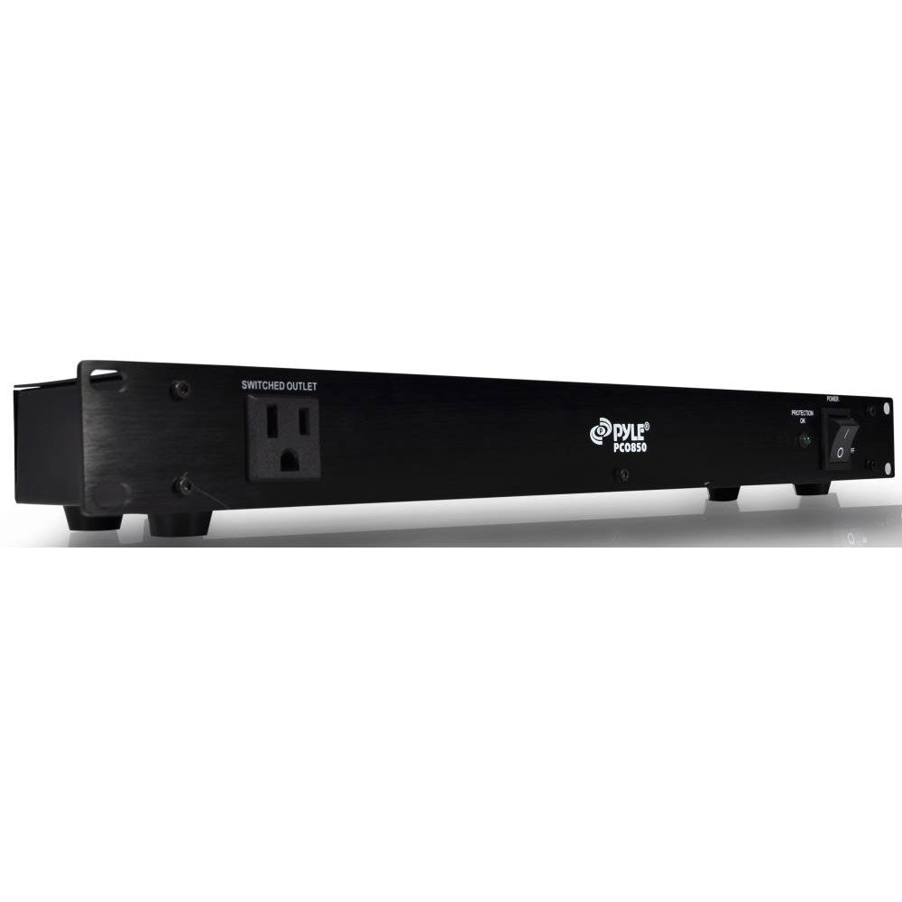 Pyle PCO850 15A Power Supply Conditioner Rack Mountable Power Strip Surge Protector with 9 Outlets